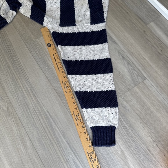 Vintage 417‎ Mens Sweater By VAN HEUSEN XL Hand Knit Chunky Knit Striped Navy - Picture 5 of 9